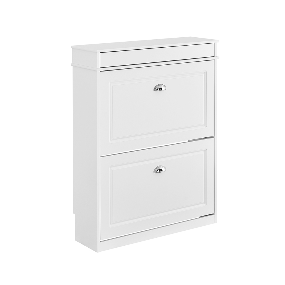 SoBuy FSR78-L-W Skoskab med 2 folder, indgangsskoskab, pladsbesparende skoskab til 12 par, til gang eller indgang, 75x24x96cm hvid