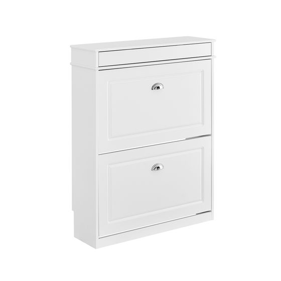 SoBuy FSR78-L-W Skoskab med 2 folder, indgangsskoskab, pladsbesparende skoskab til 12 par, til gang eller indgang, 75x24x96cm hvid