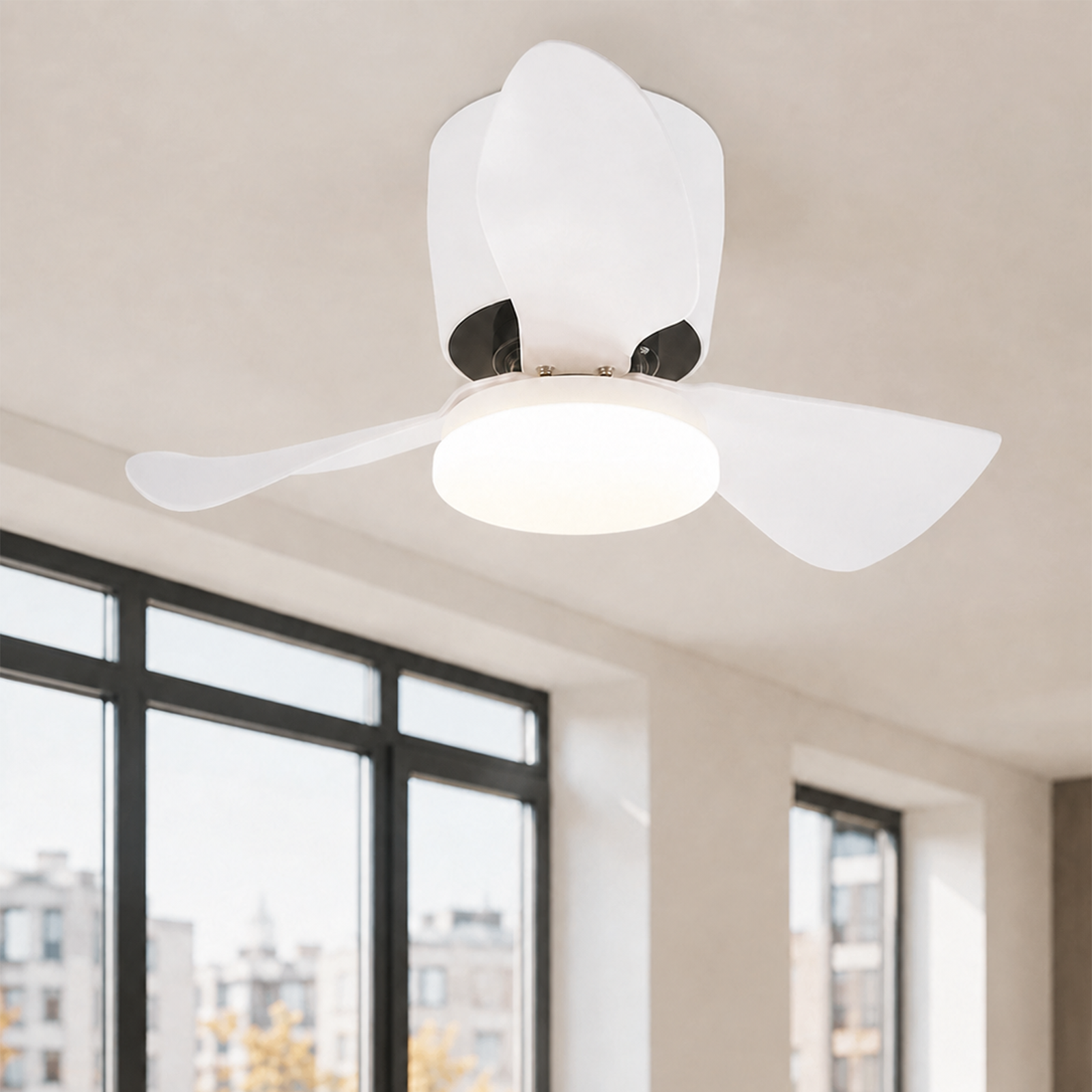 NETTLIFE - loftsventilator med belysning, lysdæmper, stille, 70 cm, LED, 23 W, hvid, sommer/vinter, 6-trins timer