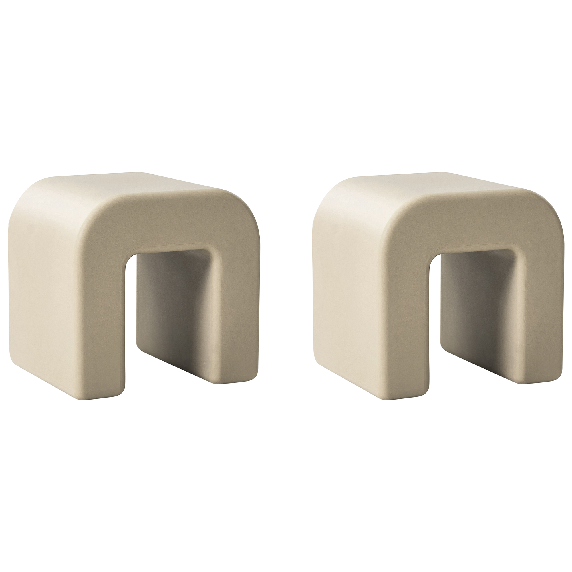 Sæt med 2 sideborde MOZIA Olivengrøn Beige