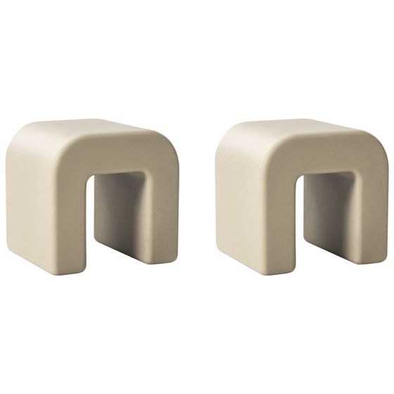 Sæt med 2 sideborde MOZIA Olivengrøn Beige