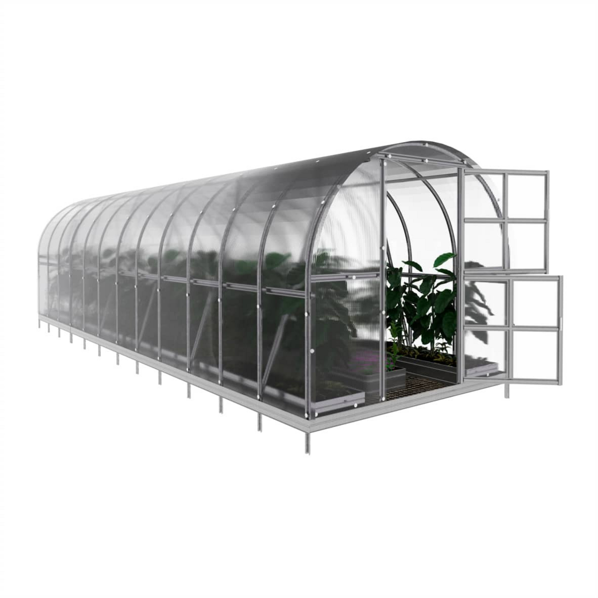 Drivhus KLASIKA ARCH 36 m2, 3 m x 12 m, 6 mm polycarbonatdæksel