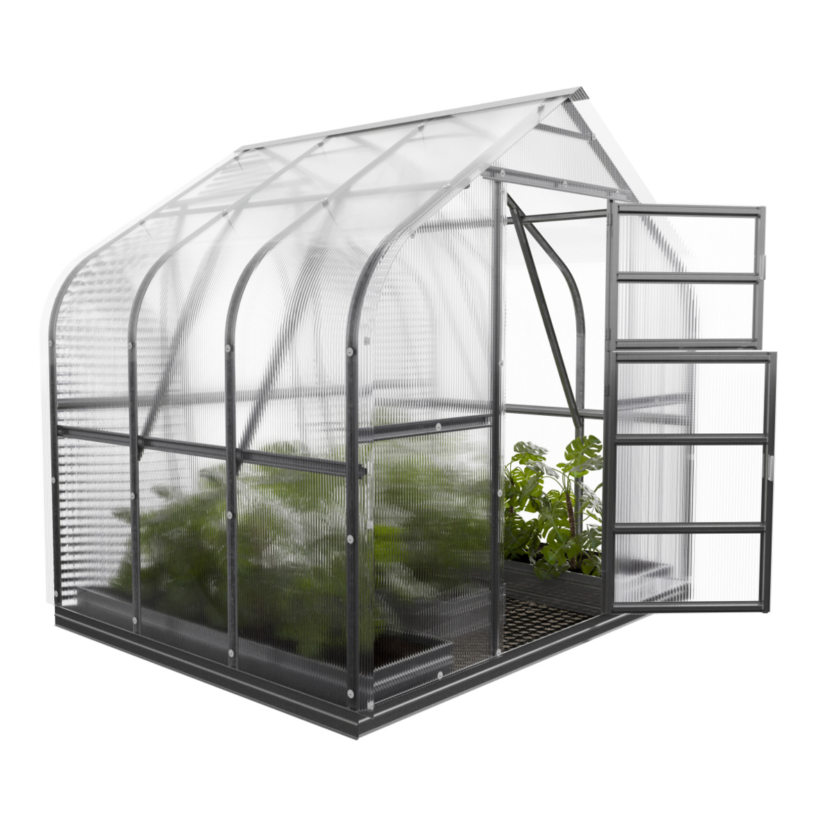 Drivhus Standard KLASIKA 5 m2, 2,5 m x 2 m, 4 mm polycarbonatdæksel (1 ovenlys)