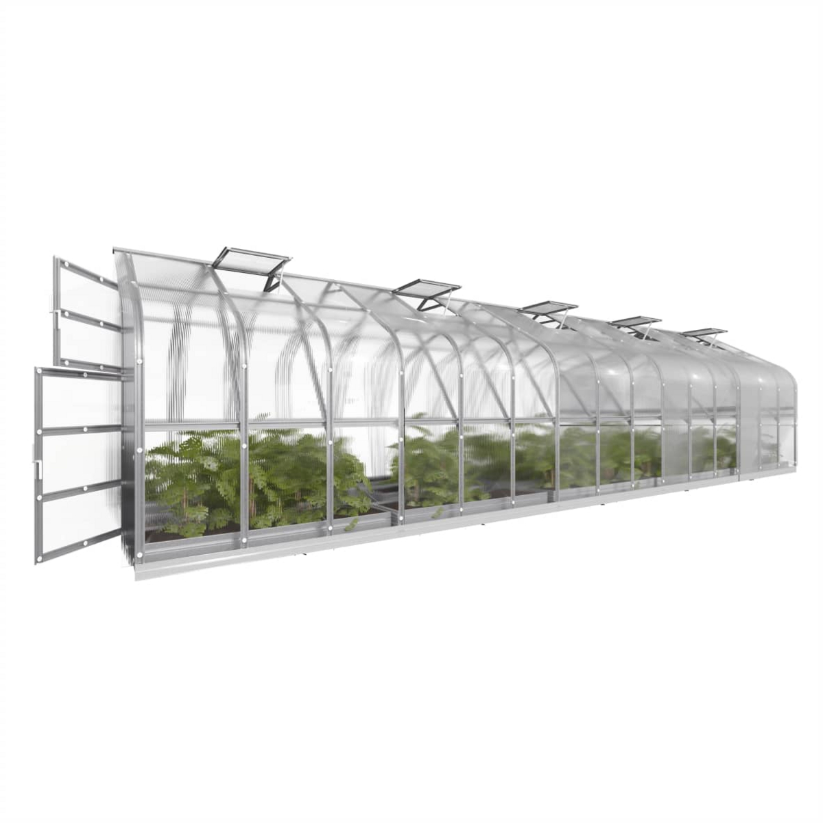 Drivhus Standard KLASIKA 30 m2, 2,5 m x 12 m, 4 mm polycarbonatdæksel (6 ovenlys)