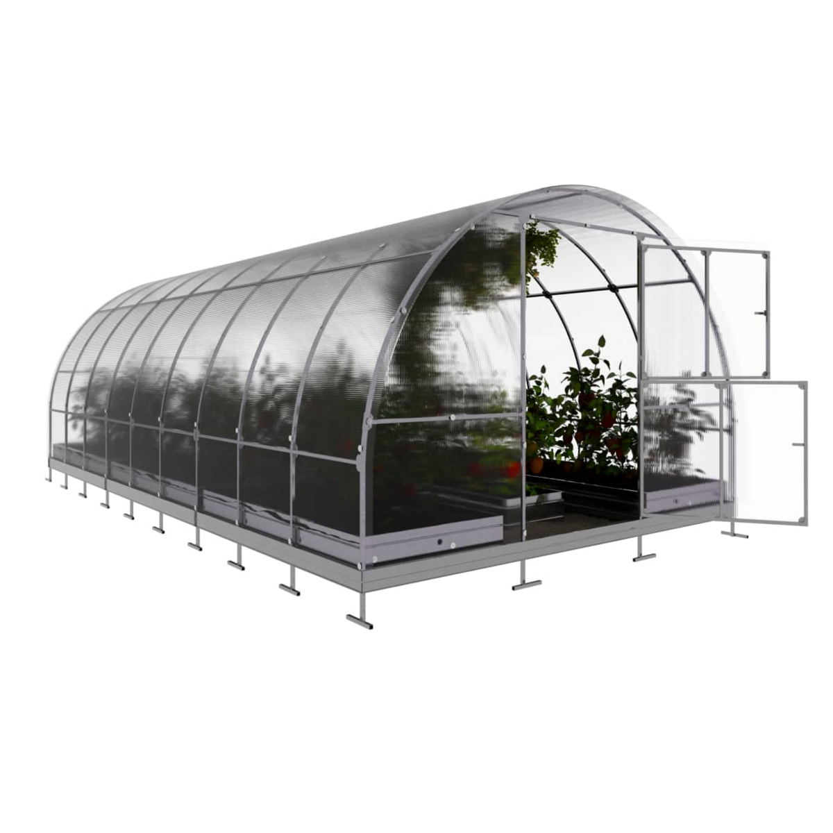 Drivhus KLASIKA TUBE 18 m2, 3 m x 6 m, 6 mm polycarbonatdæksel