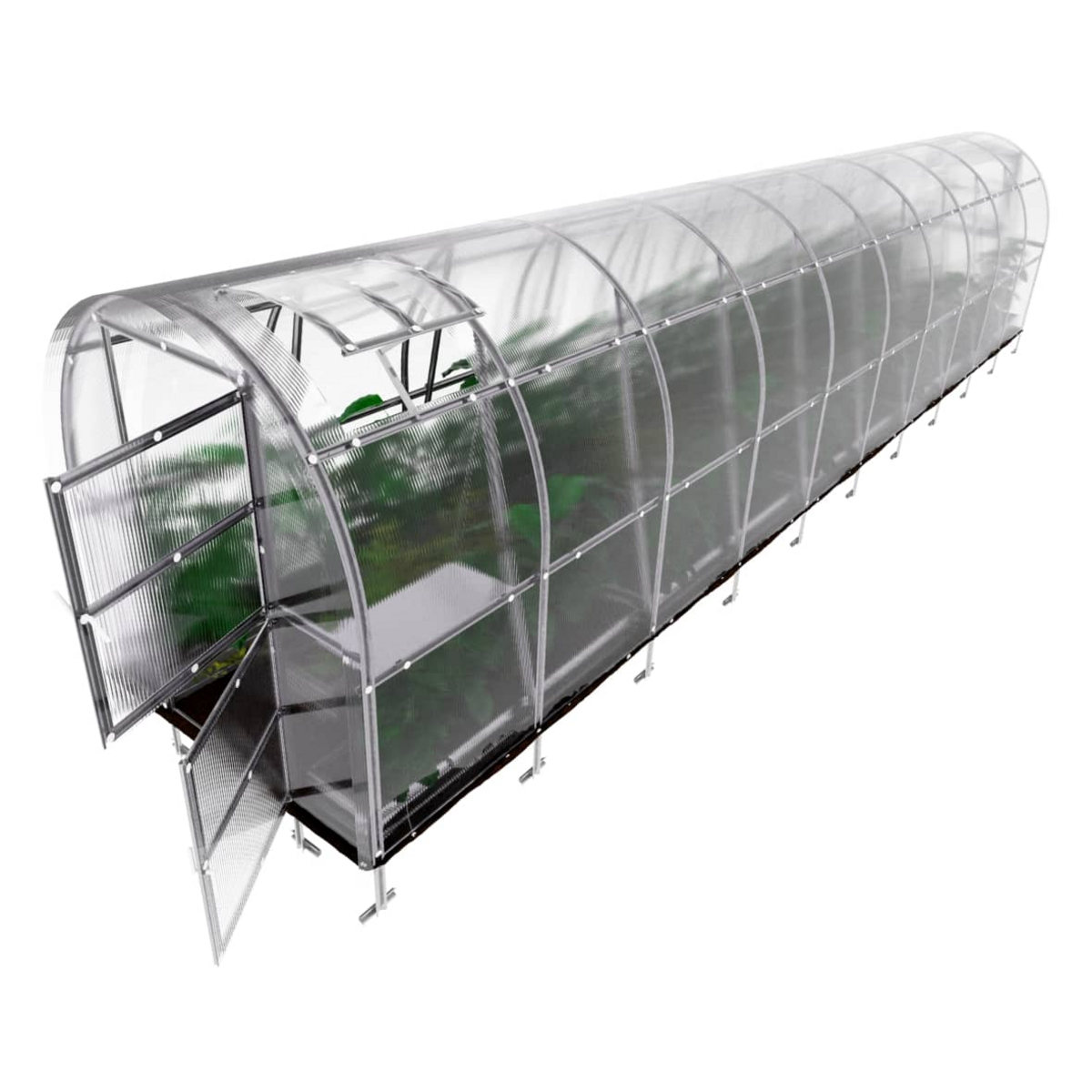 Drivhus KLASIKA SLIM 2 x 10 m (20 m²), 4 mm polycarbonatdæksel