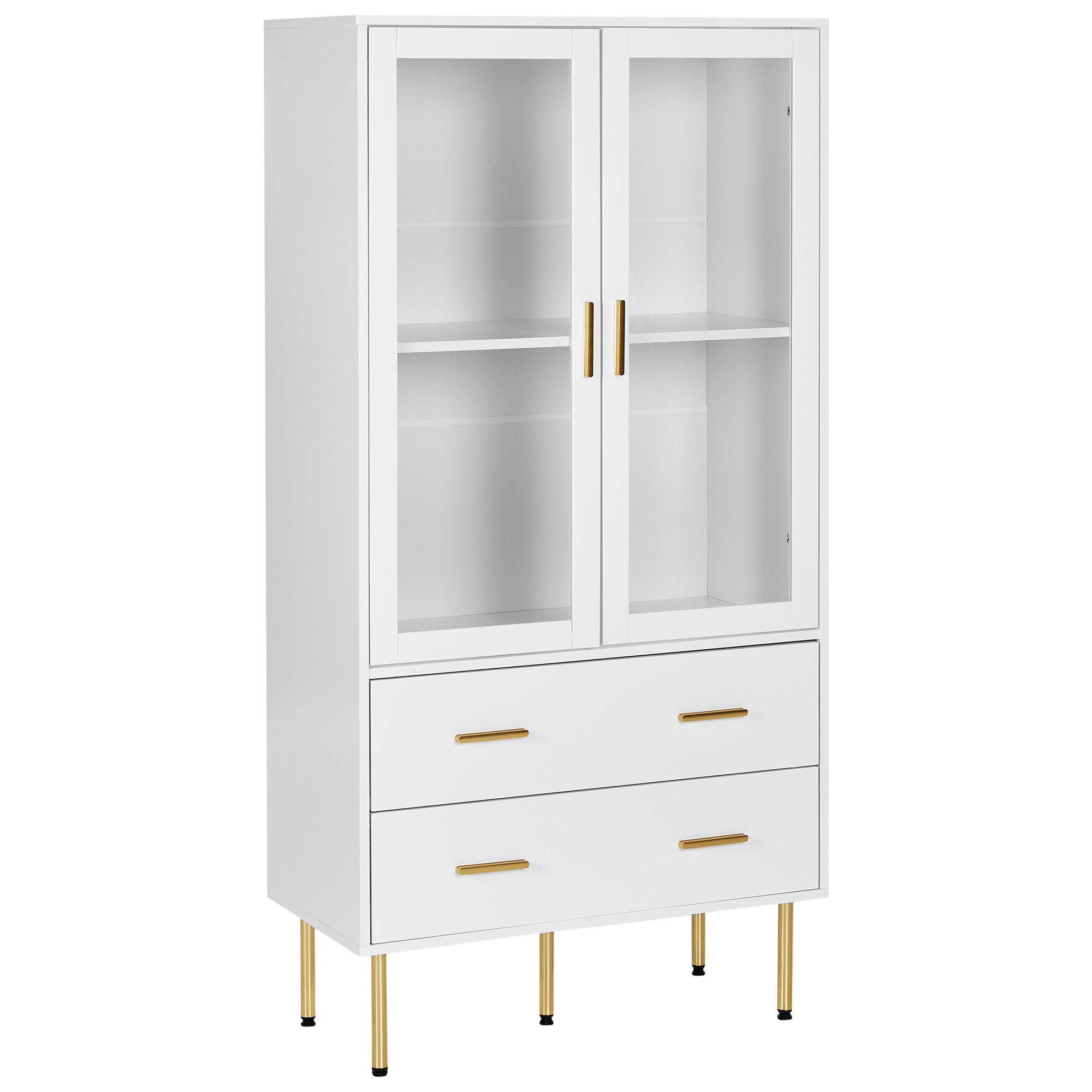 Glas vitrineskab MILORA 80 cm Hvid
