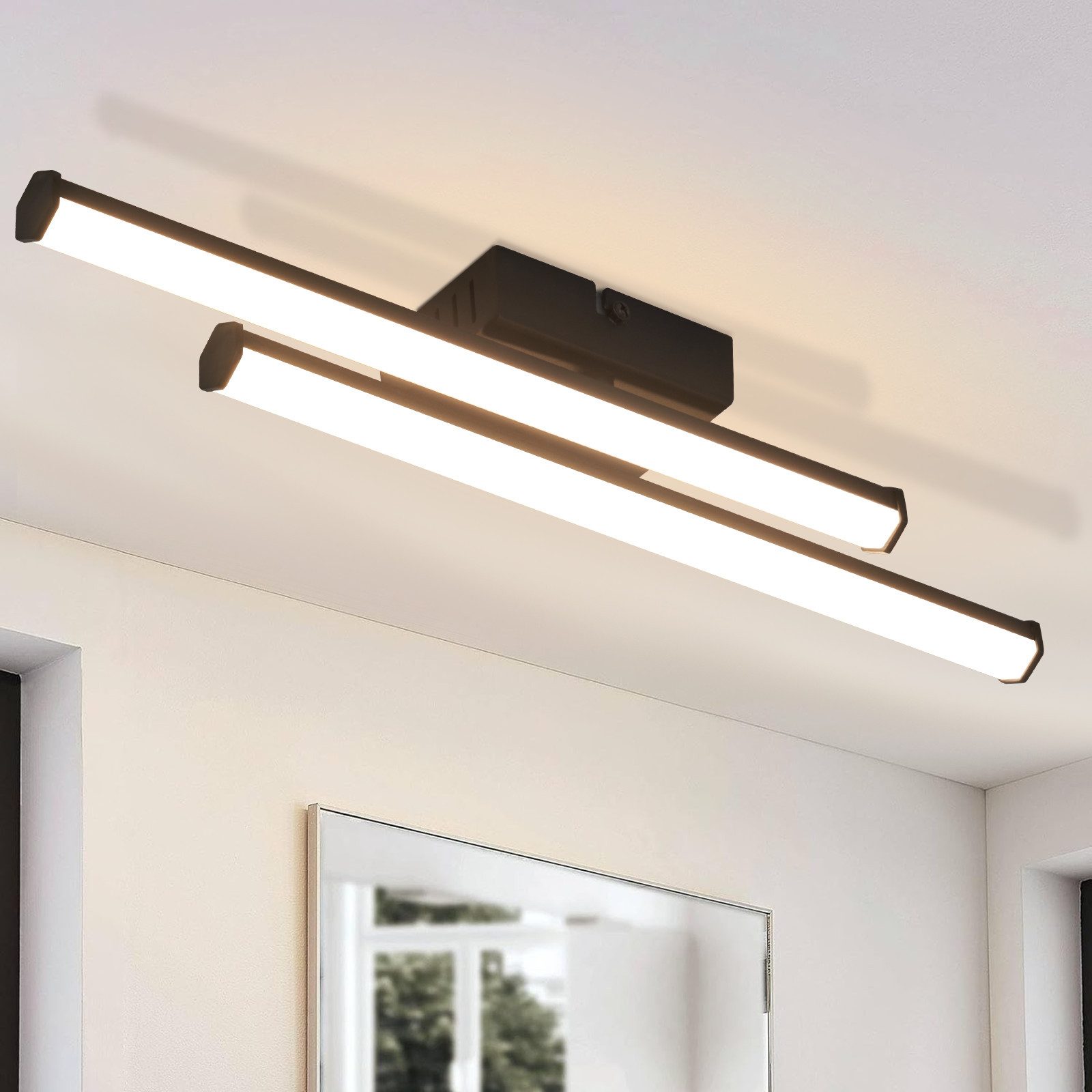 NETTLIFE moderne, LED loftlampe, til stue, sort, 24W, 3000K, varm hvid, til soveværelse, integreret LED, permanent