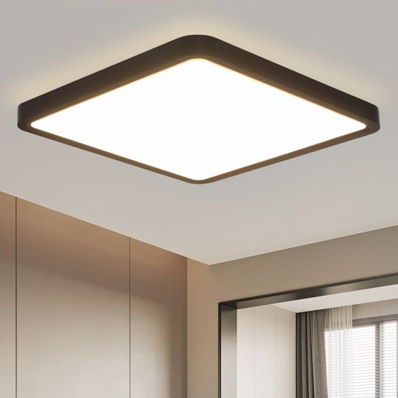 NETTLIFE flad LED loftslampe, til soveværelse sort, 23 cm, soveværelse 18W firkantet entrélampe 4000K Badeværelse Køkken