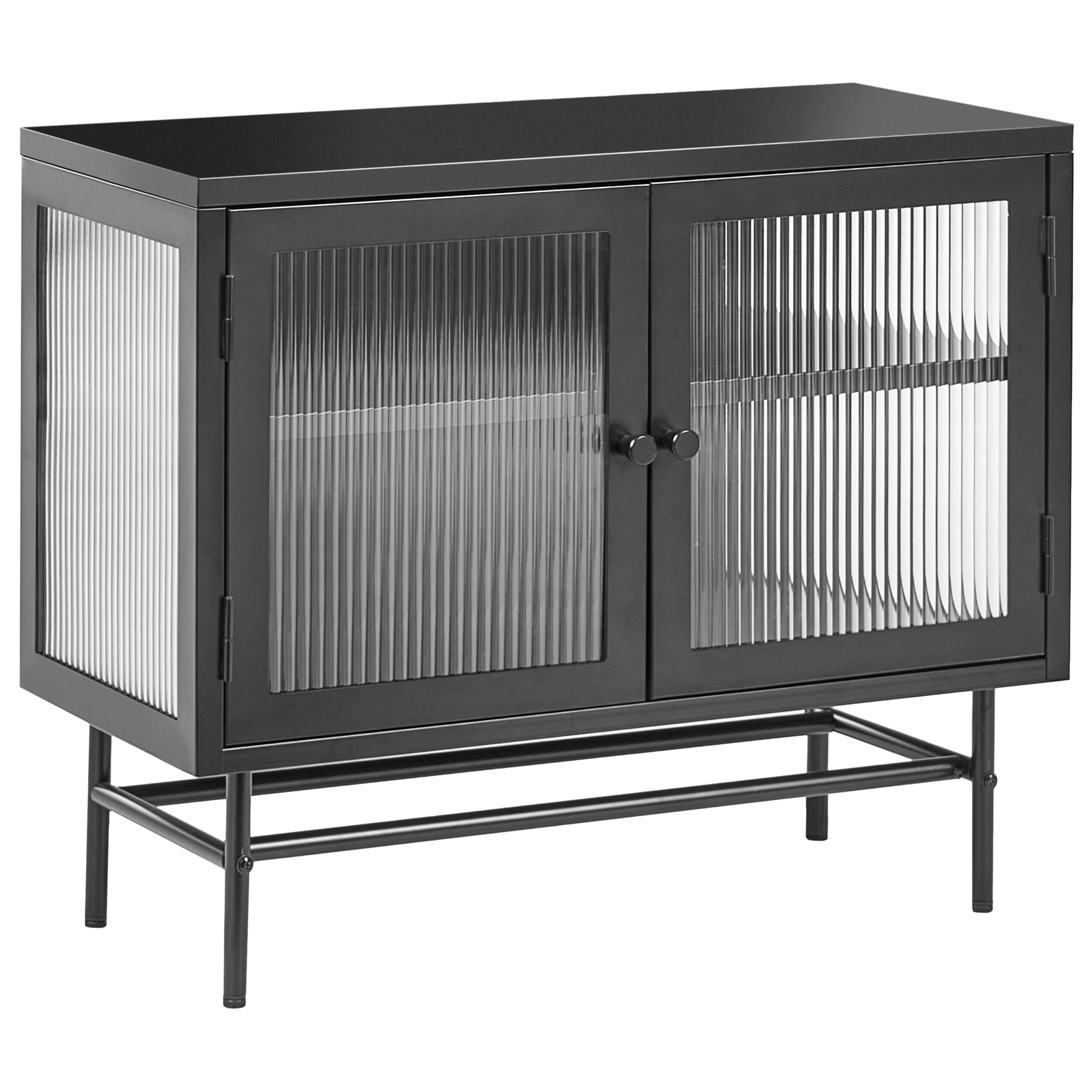 Glas vitrine skænk DEVON 77 cm Metal Sort