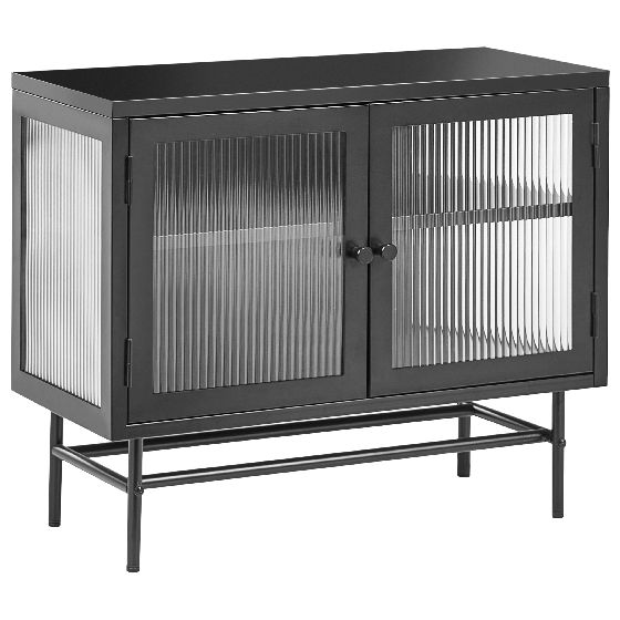 Glas vitrine skænk DEVON 77 cm Metal Sort