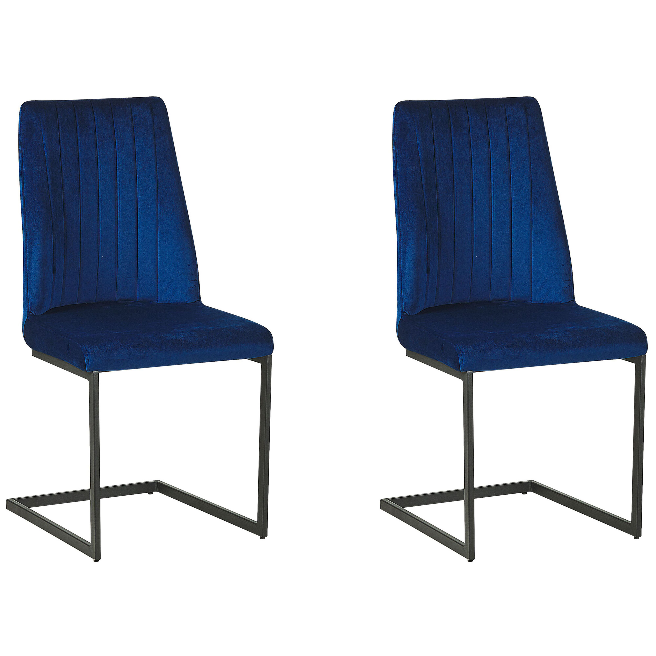 Sæt med 2 spisebordsstole LAVONIA Velour Navy Blå