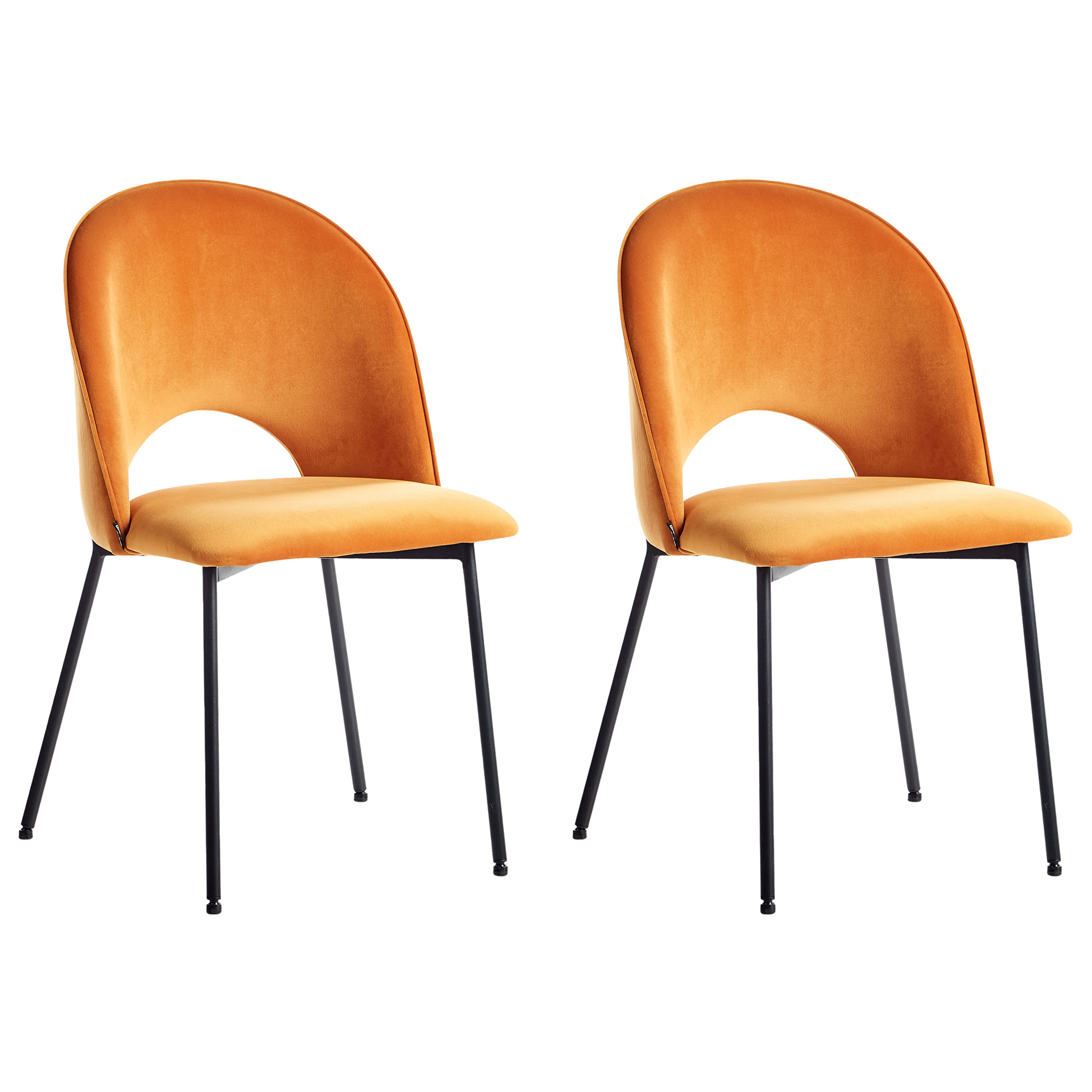 Sæt med 2 spisebordsstole COVELO Velour Orange