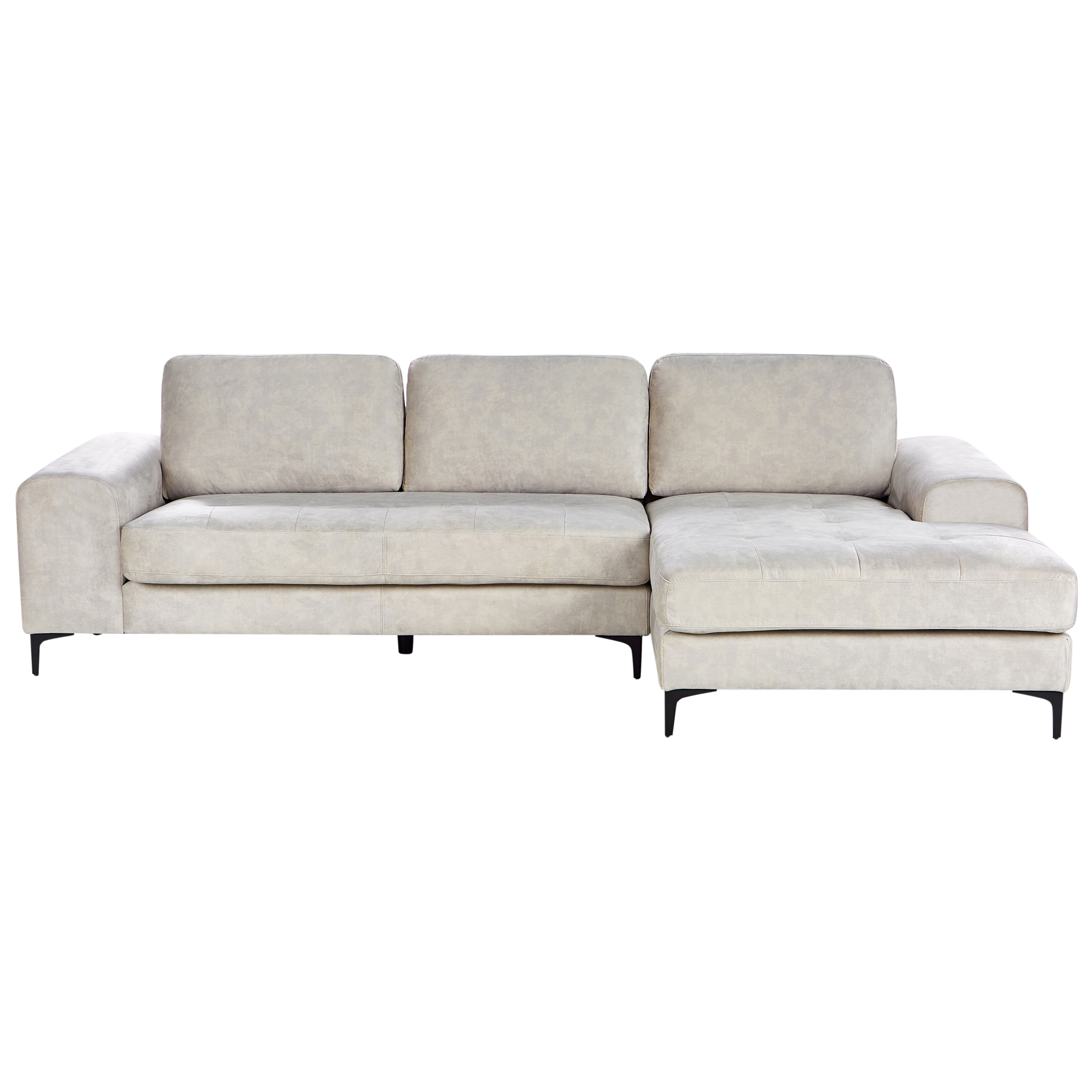 Hjørnesofa 4 personers KIRUNA Velour Lys Beige Venstrevendt