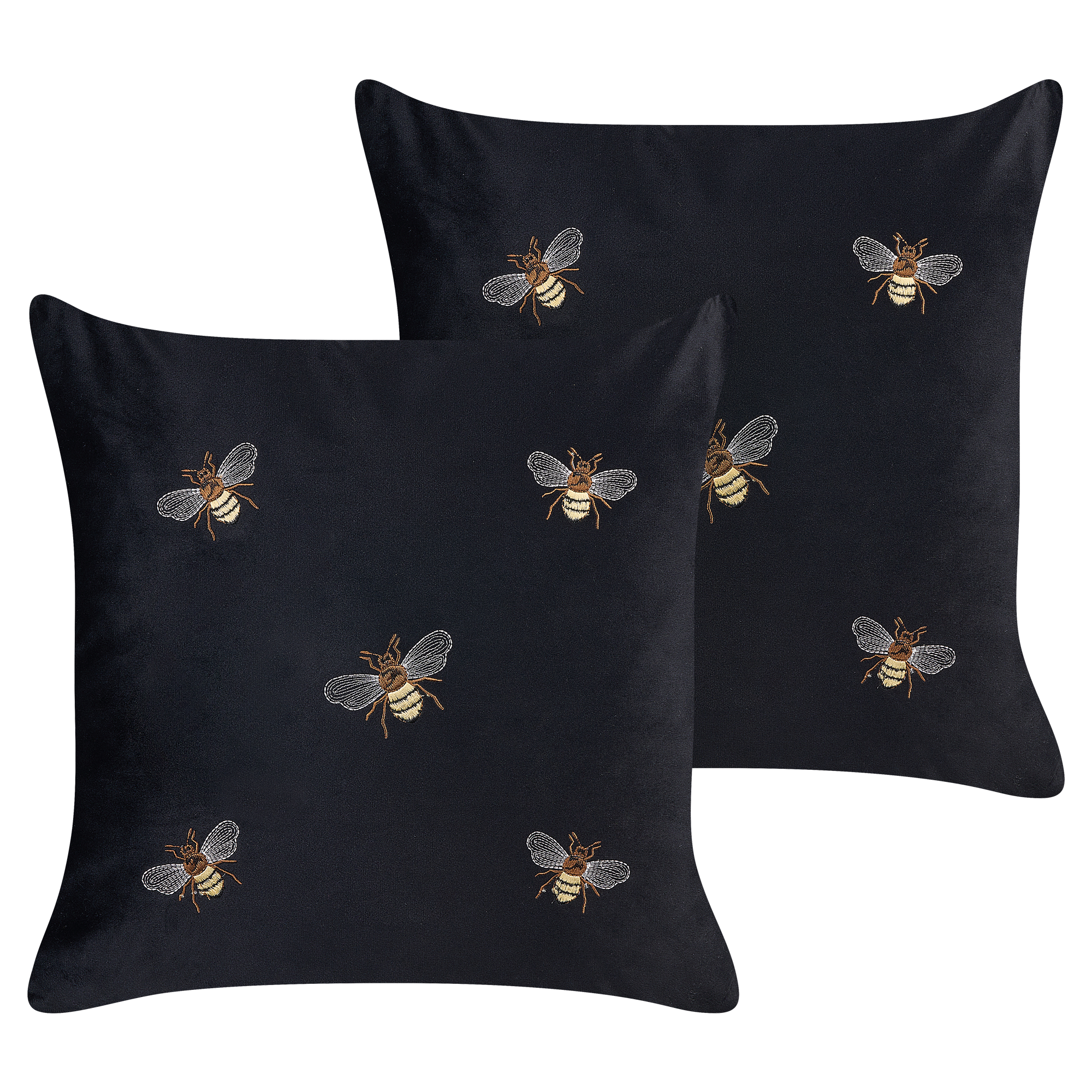 Sæt af 2 pyntepuder TALINUM 45 x 45 cm Velour Sort Dyremønster