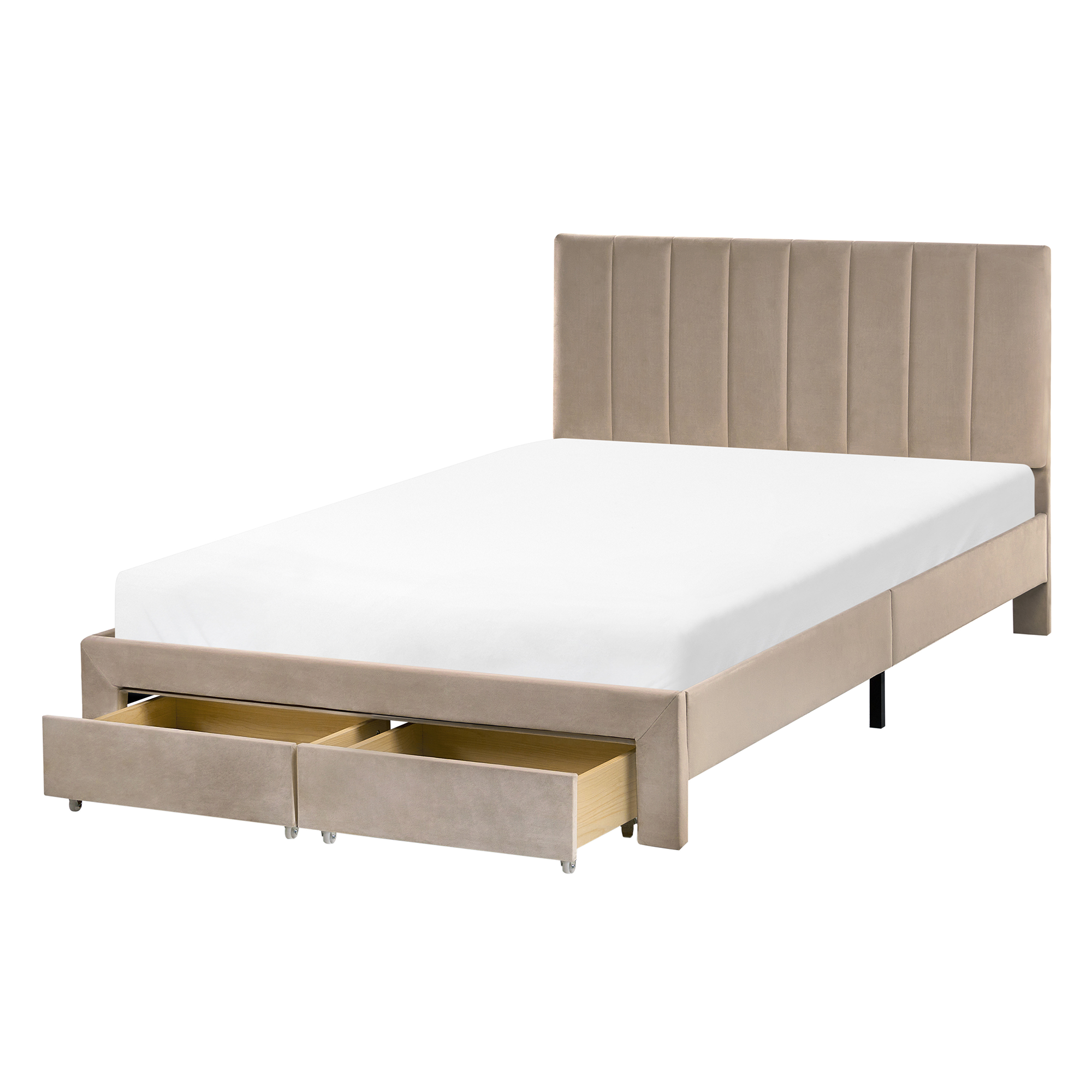 Seng med skuffer til opbevaring LONZAC Velour Brungrå 120 x 200 cm