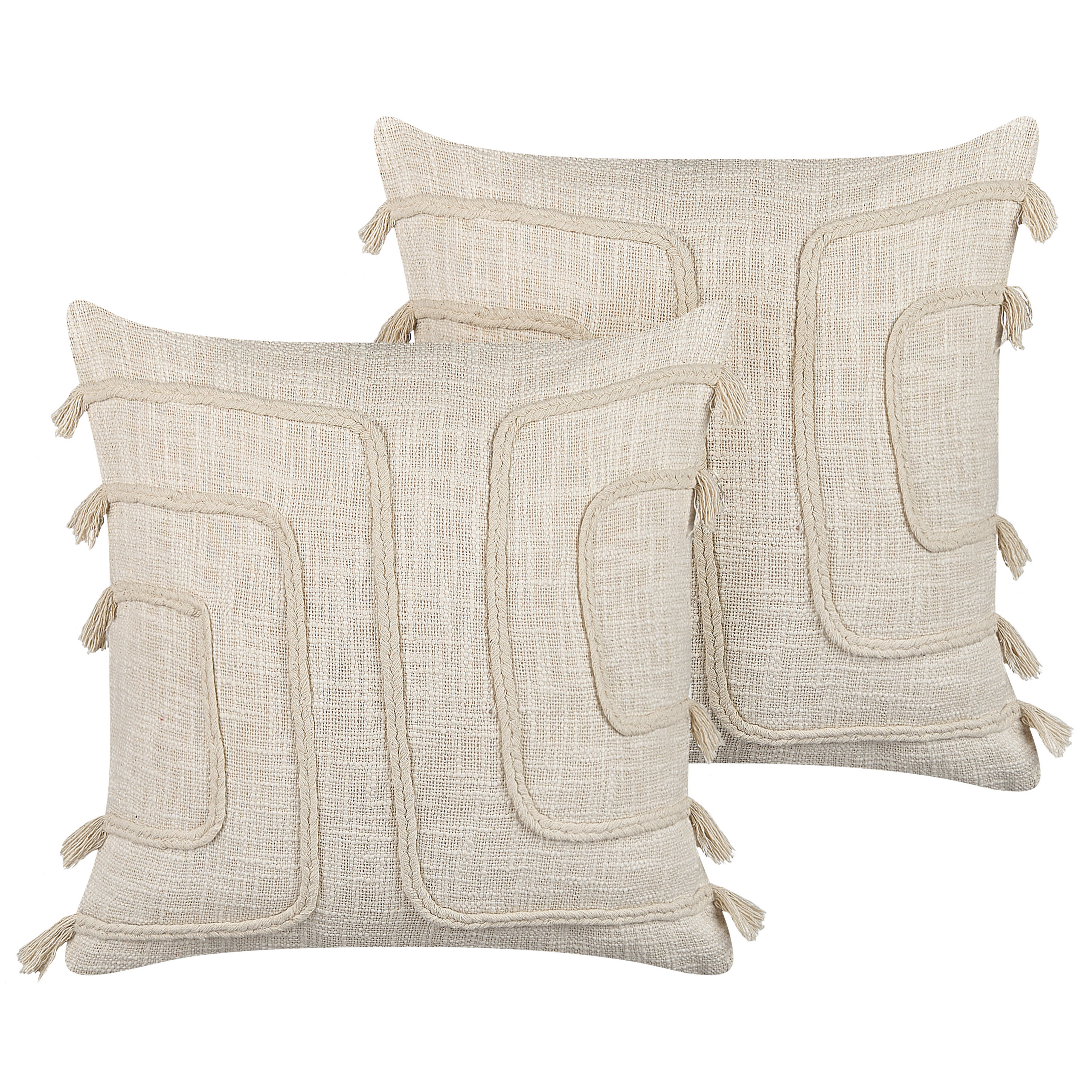 Sæt af 2 pyntepuder PLEIONE 45 x 45 cm Bomuld Lys Beige Geometrisk mønster