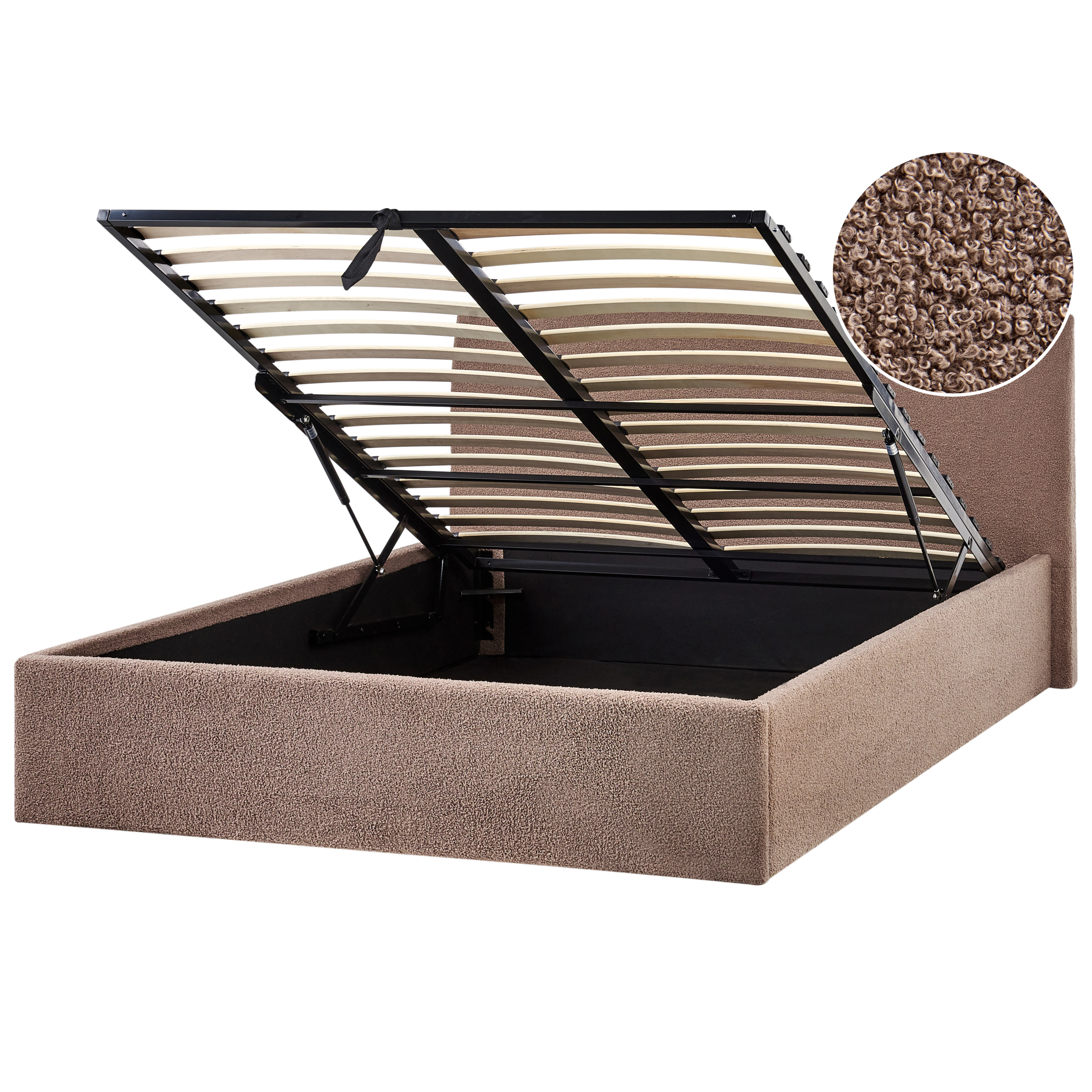 Seng med opbevaring ORBEY Boucle Brun 140 x 200 cm