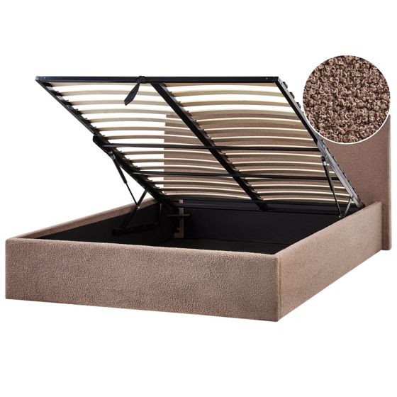 Seng med opbevaring ORBEY Boucle Brun 140 x 200 cm
