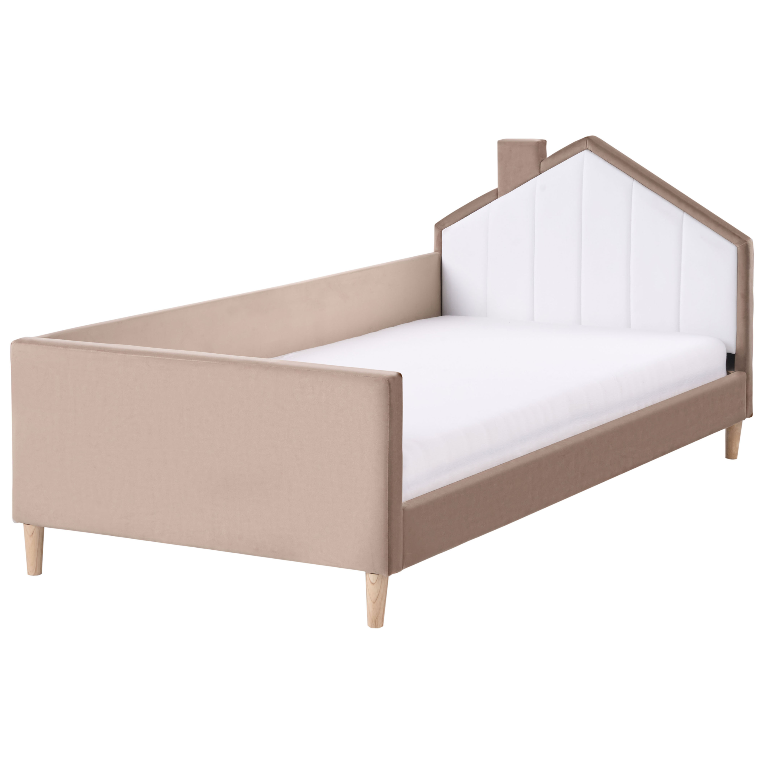 Børneseng Hus Velour KERVAN 90 x 200 cm Lysebrun
