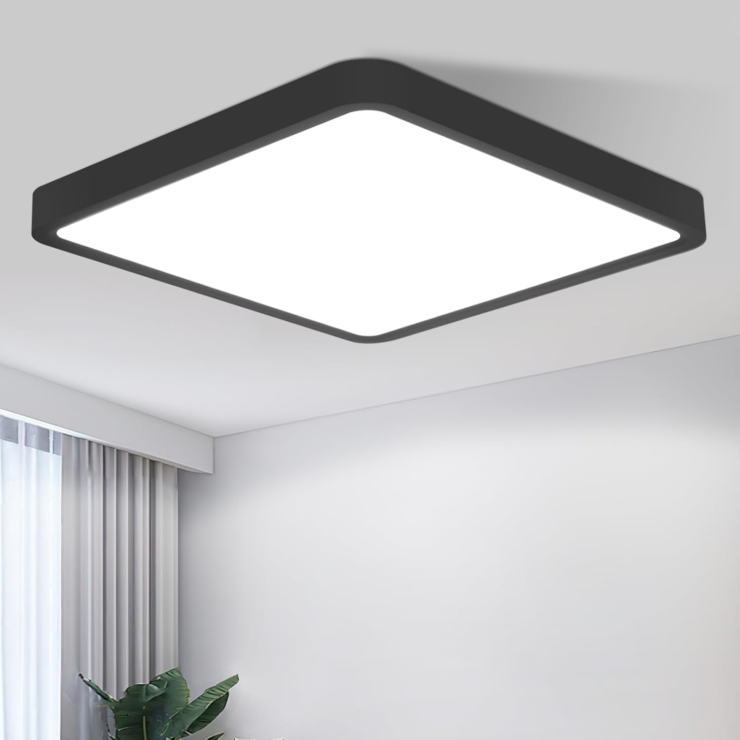 NETTLIFE LED - loftlampe, flad, loftlampe, 23 cm, sort, 18 W, 6500 K