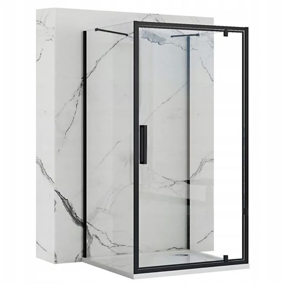 REA brusekabine til vægplacering RAPID SWING 80x100 Sort, 80x100x195cm