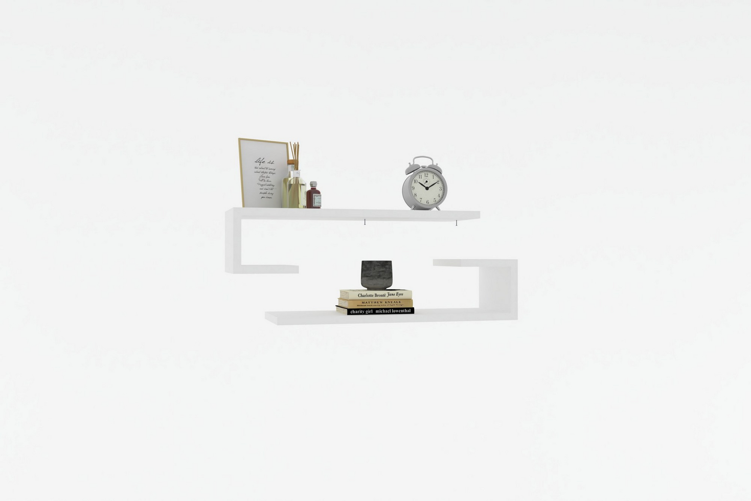 Norda Design Moderne væghylde (2 dele), 60 x 15 x 19.6 cm | 100% melaminbelagt, 18 mm tyk | stilfuldt og funktionelt