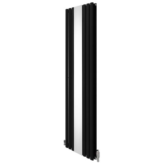 Oval spejlradiator med ventiler - 1800 mm x 500 mm - sort