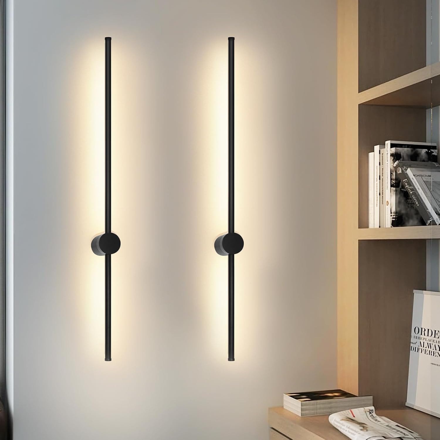 NETTLIFE 2 sorte LED-væglamper til indendørs brug 60 cm, 3000 K, indirekte, moderne, 90° justerbar væglampe