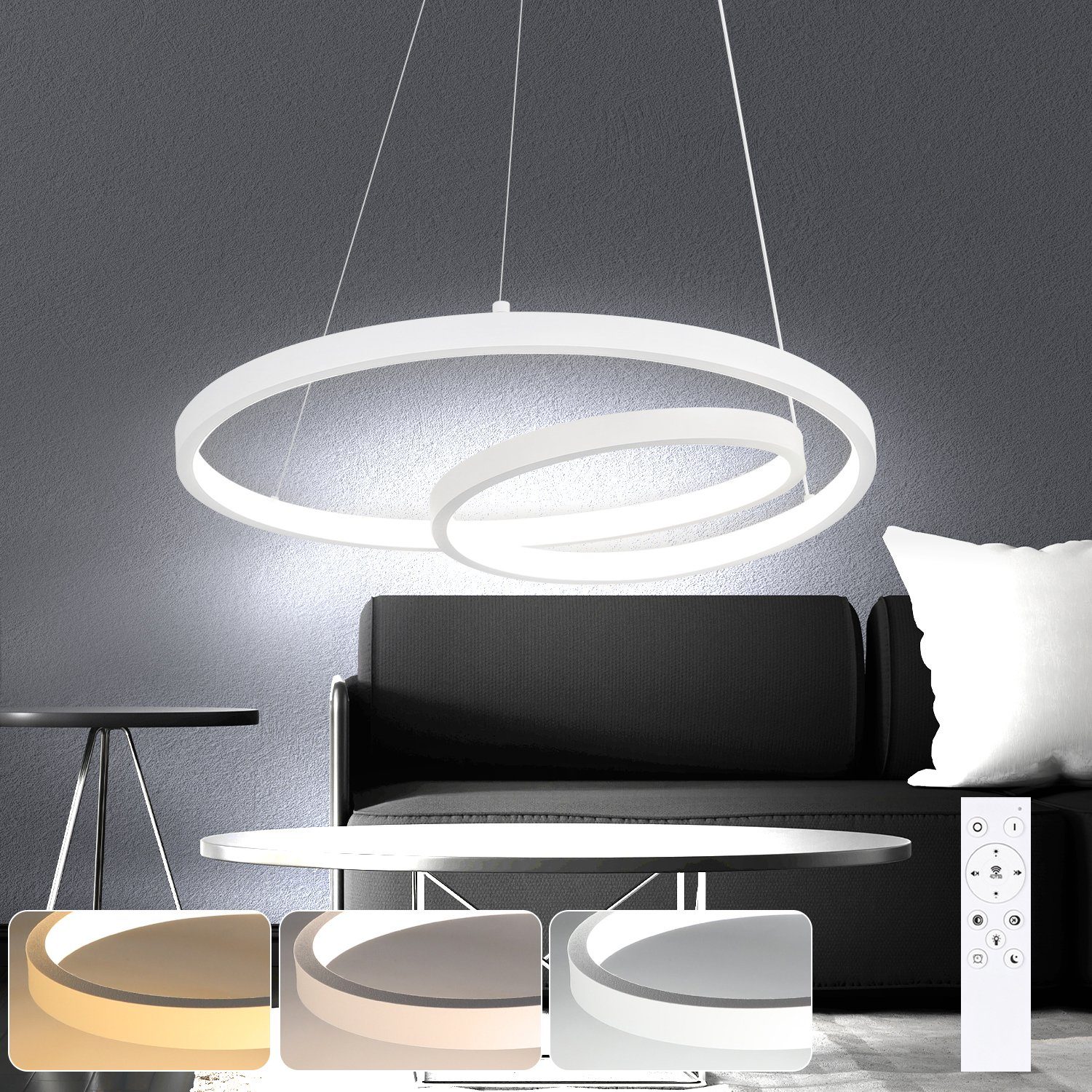 NETTLIFE moderne LED-pendellampe, jern 34W Hvid diameter, 40 cm dæmpbar, kreativt design, til stue soveværelse køkken