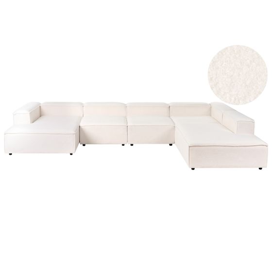 Hjørnesofa modul 5 personers ARDAL Boucle Cremehvid Venstrevendt