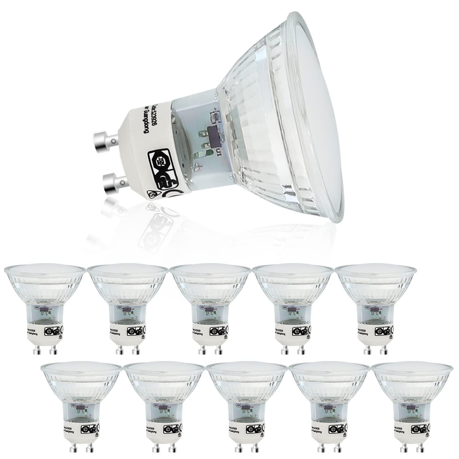 NETTLIFE 10 stk. GU10 LED-pærepakke varm hvid 4W - PAR16 Indbygget reflektor strålevinkel 120° belysning 3000K køkkenlampe loftslampe