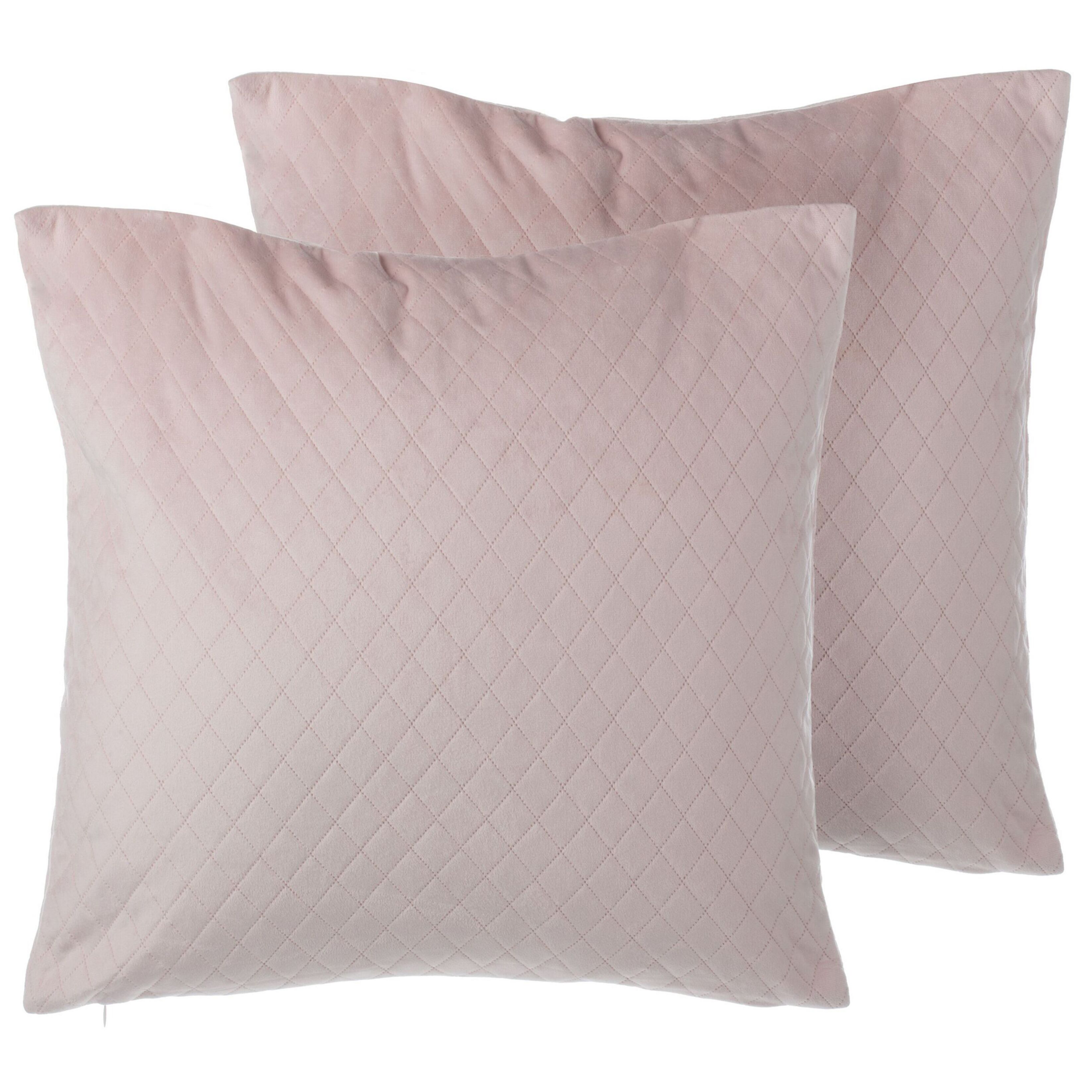 Sæt af 2 pyntepuder PASQUE 45 x 45 cm Velour Lyserød Ensfarvet