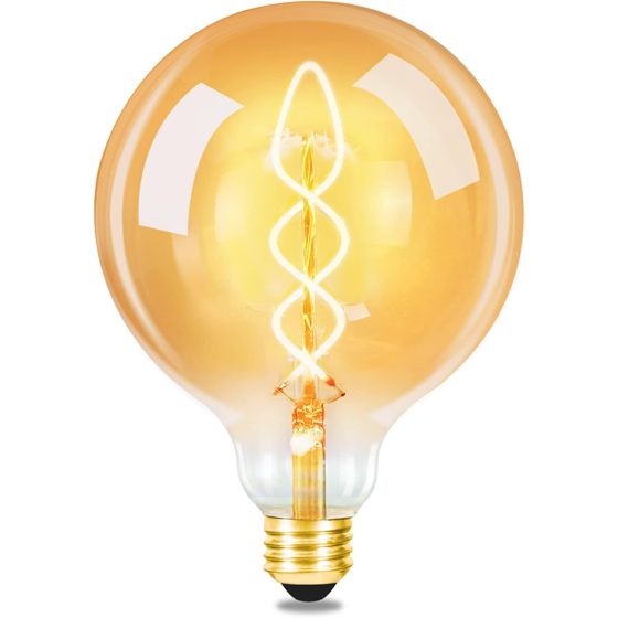NETTLIFE E27 vintage LED-pære: retro Edison G125 stor kuglepære dekorativ 4W glødetråd varm hvid nostalgisk belysning energibesparende