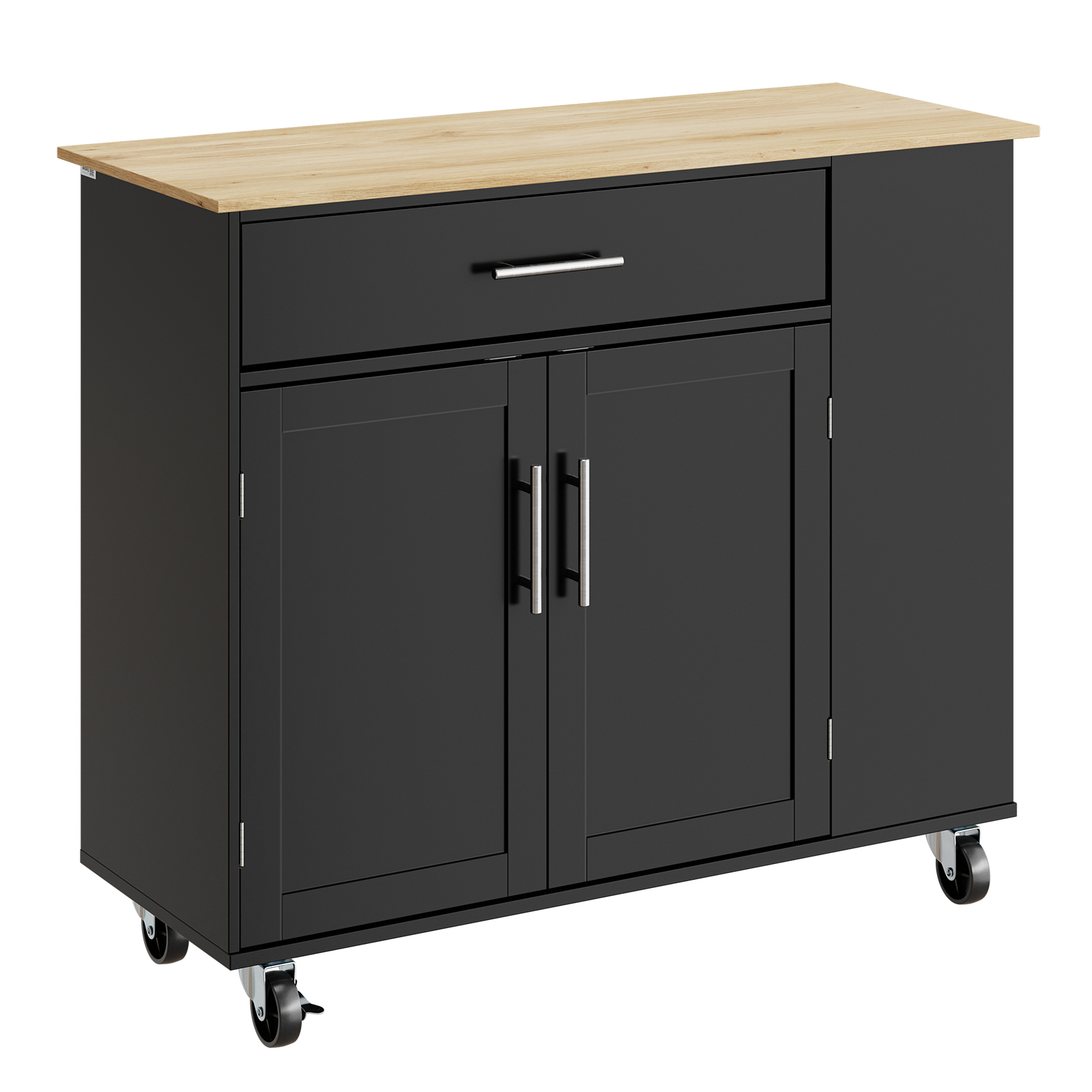 Køkkentrolley med skuffe og døre, sort, 99.0x40.0x84.3 cm, FKW133-SCH
