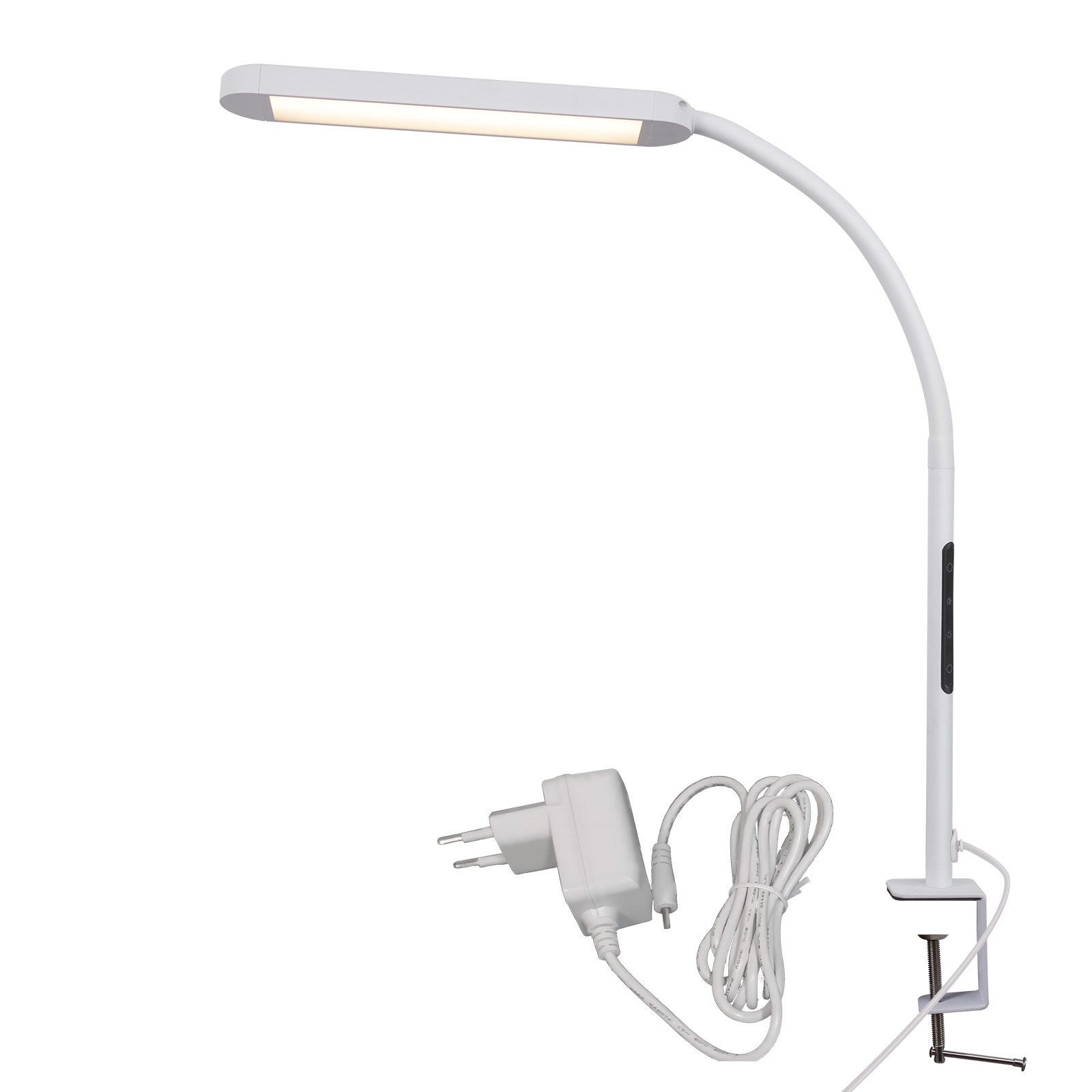 NETTLIFE dæmpbar LED-bordlampe med hvidt stik, 5 lysstyrkeniveauer, 11 W, fleksibel, med natlystimerfunktion