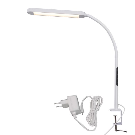 NETTLIFE dæmpbar LED-bordlampe med hvidt stik, 5 lysstyrkeniveauer, 11 W, fleksibel, med natlystimerfunktion