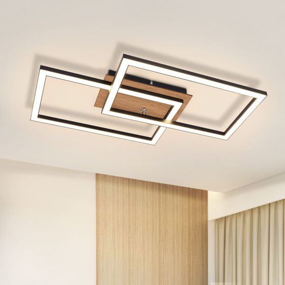 NETTLIFE Modern, LED - loftslampe, træloftslampe, 3000k, varm hvid, sort, rektangulær, formet, design, 24w
