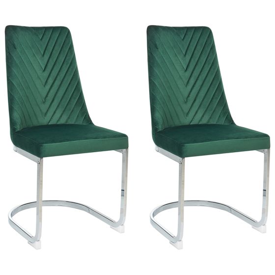 Sæt med 2 spisebordsstole ALTOONA Velour Smaragdgrøn