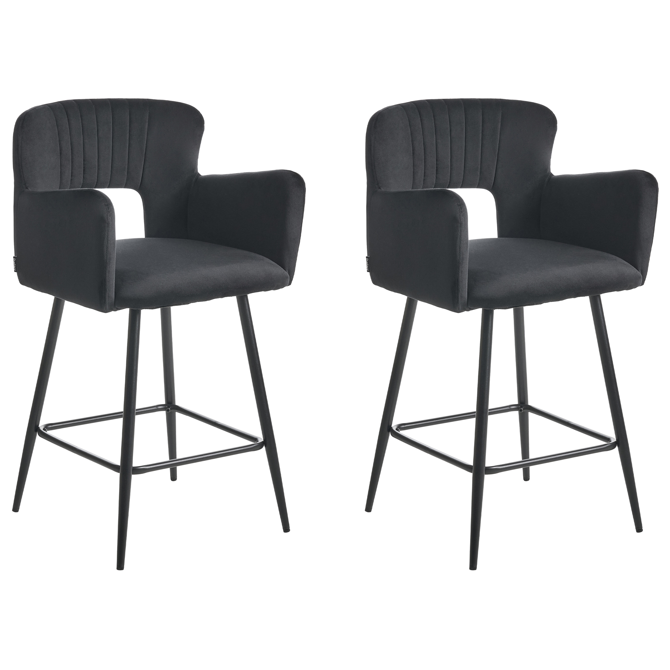 Sæt med 2 barstole SANILAC Velour Sort