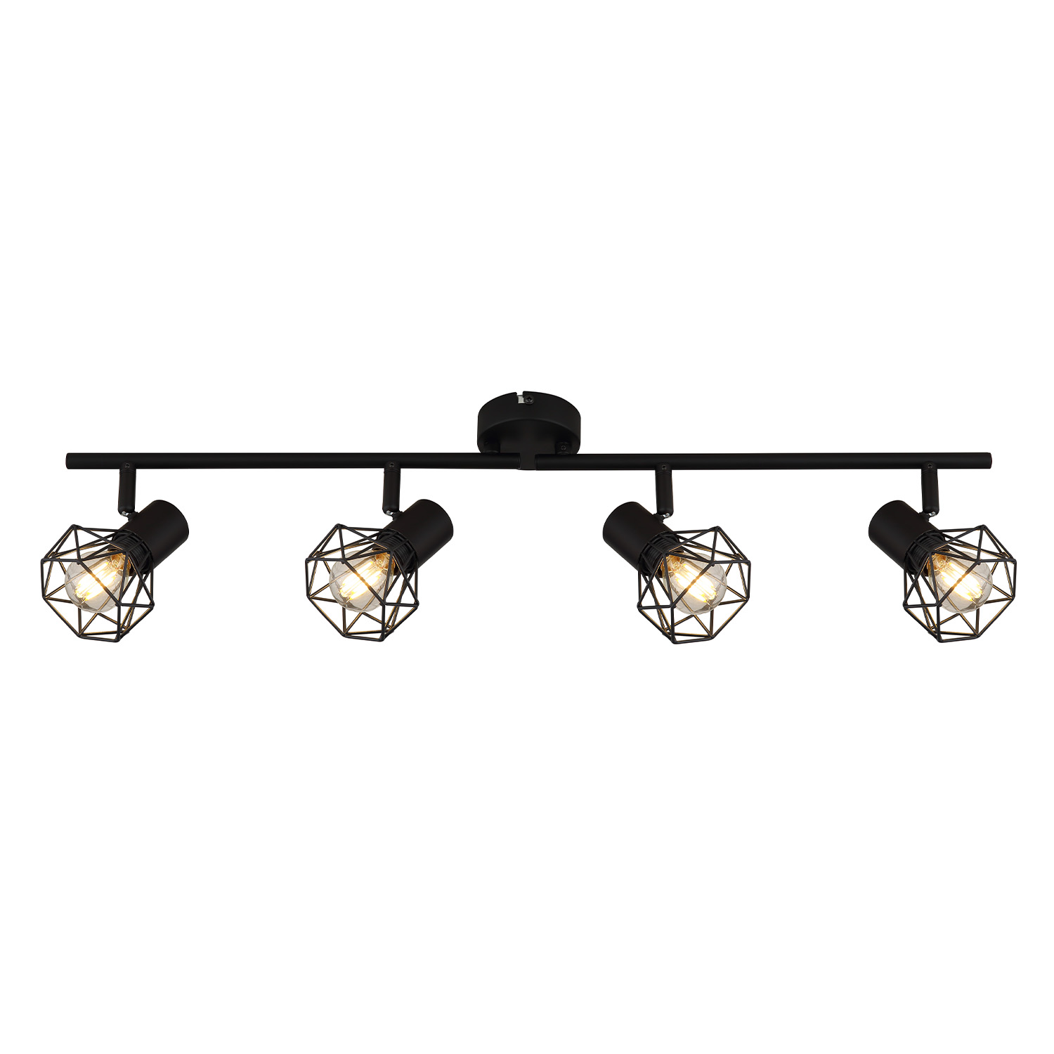 NETTLIFE Loftspotlight med 4 lamper til stuen E14 industriel sort justerbar 350° uden pære