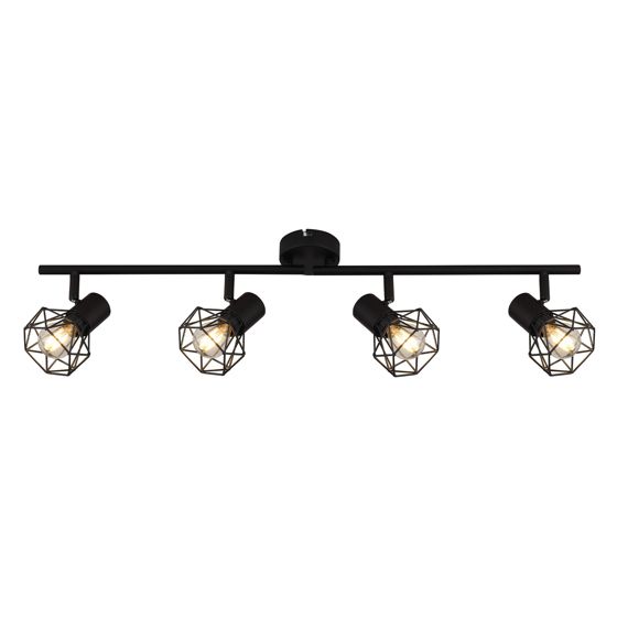 NETTLIFE Loftspotlight med 4 lamper til stuen E14 industriel sort justerbar 350° uden pære