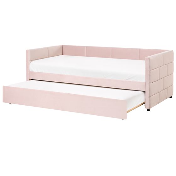 Udtræksseng Velour CHAVONNE 90 x 200 cm Lyserød