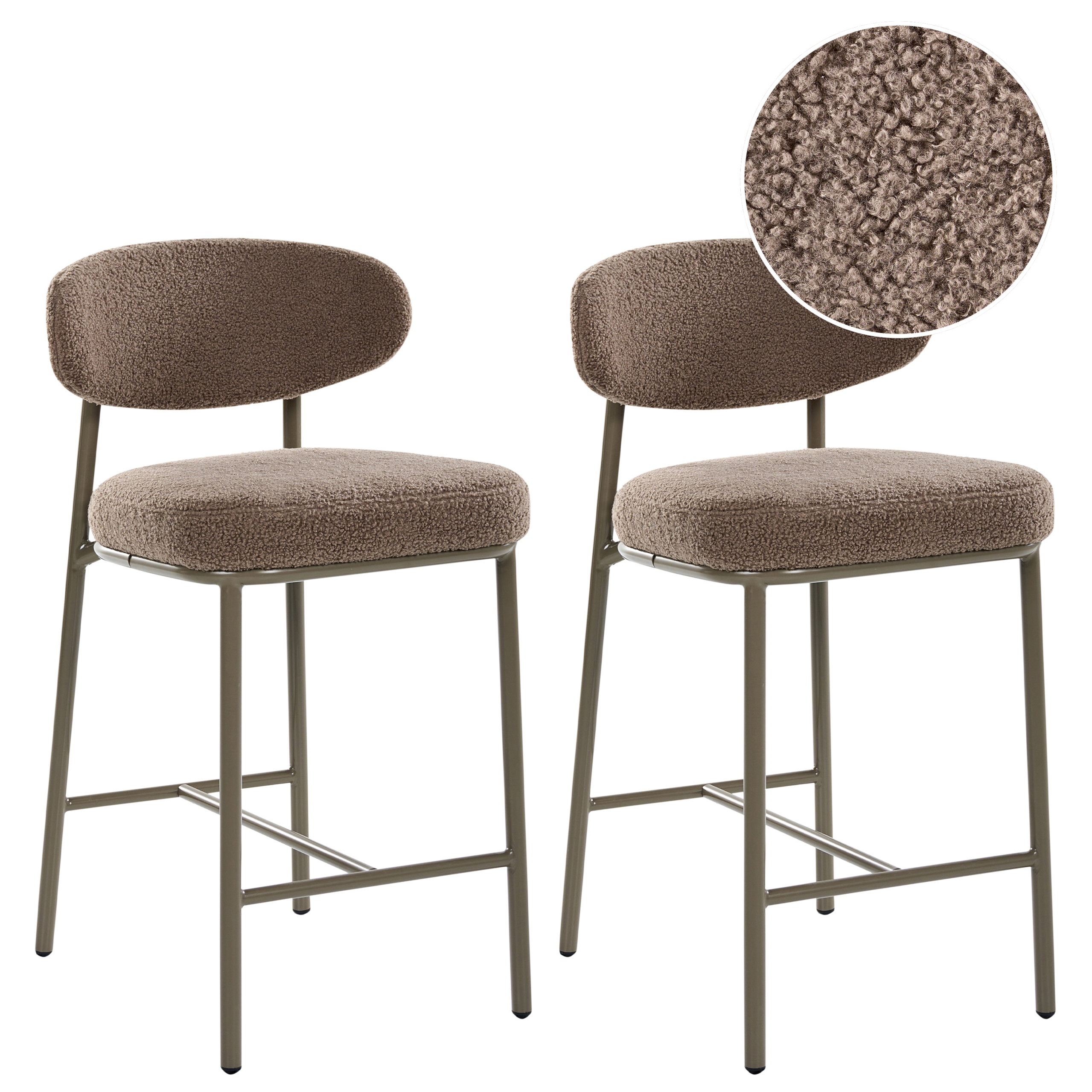 Sæt med 2 barstole UNITY Boucle Brungrå