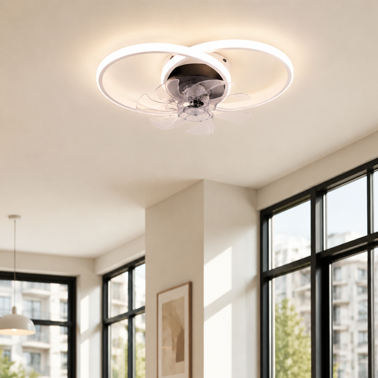 NETTLIFE LED loftsventilator med belysning, 36W, støjsvag, med fjernbetjening, 3 farvetemperaturer, 6 hastigheder, hvid