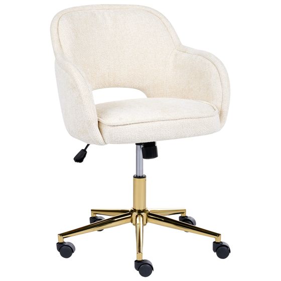Skrivebordsstol EMBER Chenille Cremehvid