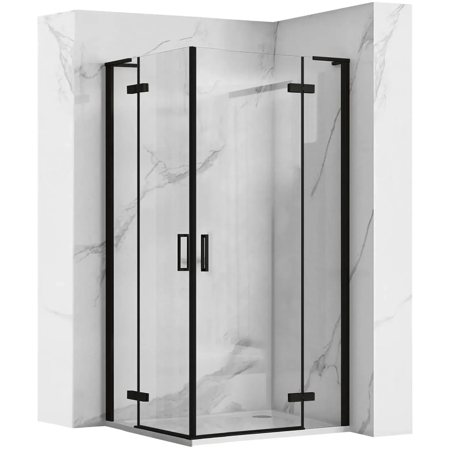 REA brusekabine HUGO 80x80 Sort, 78x78x200,5cm