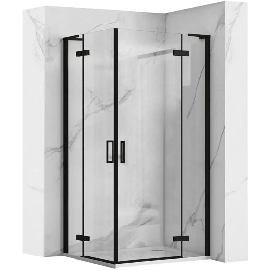 REA brusekabine HUGO 80x80 Sort, 78x78x200,5cm