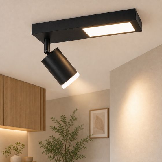 NETTLIFE Loftspotlight 1 lampe GU10 til soveværelse 3000k 20W køkkenlampe sort varm hvid justerbar