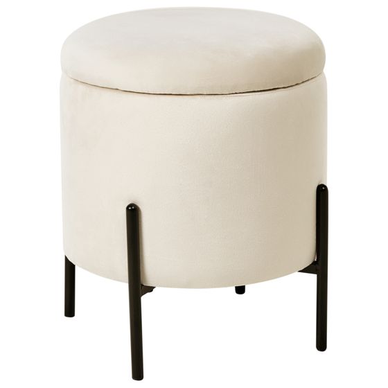 Puf med opbevaring WENONA Velour Lys Beige